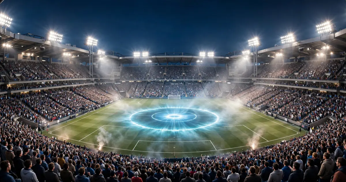 Floodlit football stadium at night marking the start of a new season